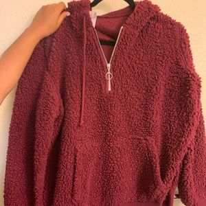 Maroon Sherpa hoodie